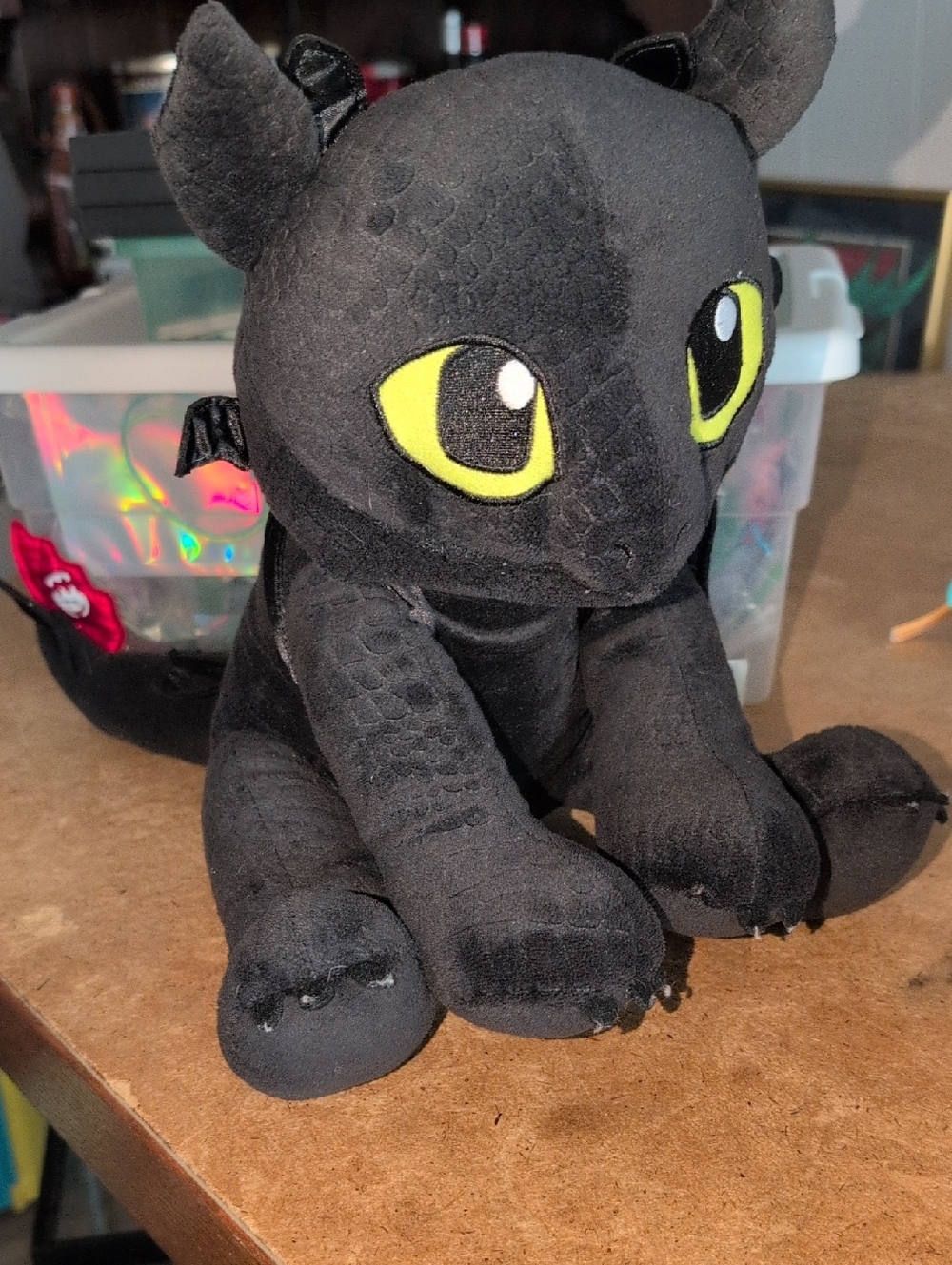 Build-A-Bear Black Dragon Plush with Yellow Eyes